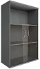 Офисный шкаф средний со стеклом и открытой полкой